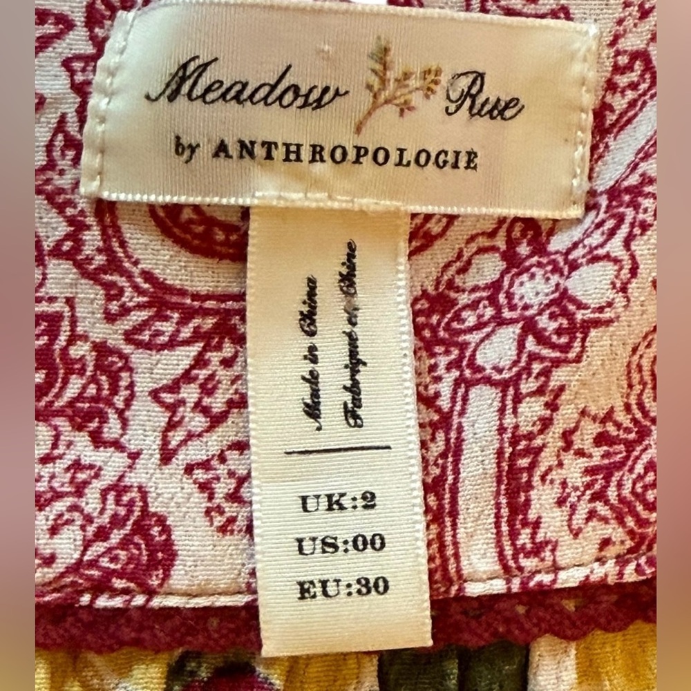Anthropologie Meadow Rue Floral Patchwork Wrap Blouse - Yellow, Pink, Black - Picture 2 of 16